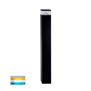 Divad 12W 24V DC Square LED Bollard 1000mm Black / Tri-Colour - HV1629T-BLK-24V-SQ