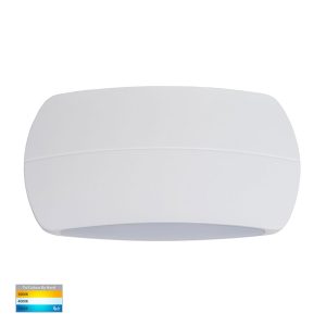 Cara 9W 240V Up & Down LED Wall Pillar Light White / Tri-Colour - HV35022T-WHT