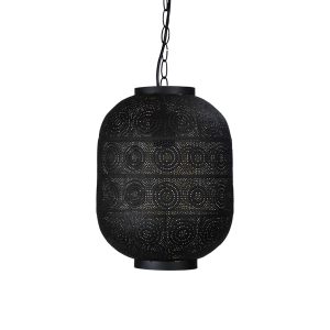 Alhambra.25 Laser Cut Metal Pendant With Gold Inner Matt Black - OL68831BK