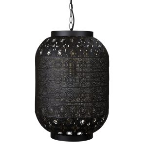 Alhambra.35 Laser Cut Metal Pendant With Gold Inner Matt Black - OL68832BK