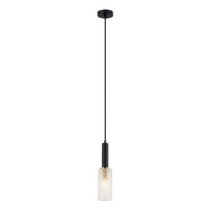 Interior Oblong Cut Glass Pendant Matt Black - CLEO1