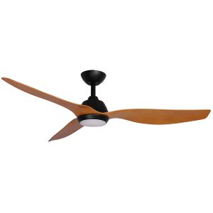 Malibu 52" DC Ceiling Fan With 15W LED & Remote Control Matt Black / Bamboo / Tri-Colour - MMF133MBR