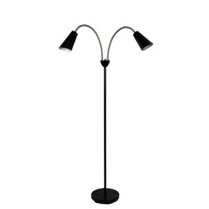 Walt 2 Light Floor Lamp Black / Brushed Chrome - SL98812BC