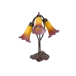 Tiffany Triple Lily Table Lamp Orange / Wine - TLA1-006/OR