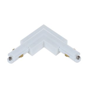 Track Single Circuit 3 Wire L-Piece Left Connector White - TRK1WHCON3L