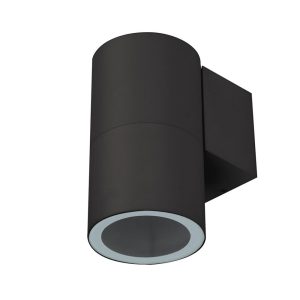 Piper 240V E27 Round Wall Pillar Light Black - 49250