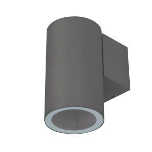 Piper 240V E27 12W LED Round Wall Pillar Light Dark Grey / Warm White - 49254