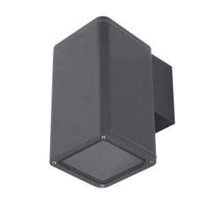 Piper 240V E27 Square Wall Pillar Light Dark Grey - 49263