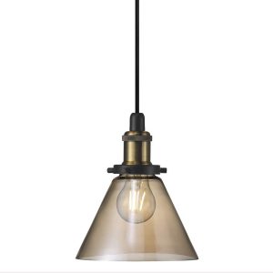 Disa 1 Light Pendant Antique Brass / Amber - 45823027