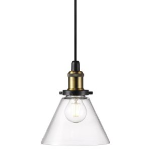 Disa 1 Light Pendant Antique Brass / Clear - 45823000