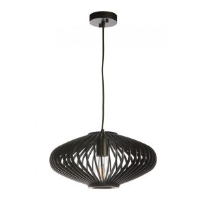 Bayron 1 Light Timber Pendant Small Black - BAYRON-36-1P Black