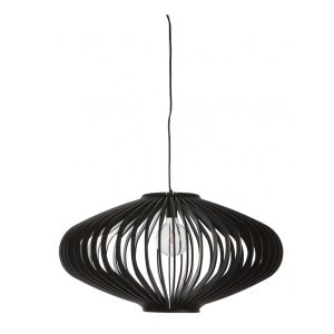 Bayron 1 Light Timber Pendant Large Black - BAYRON-80-1P Black