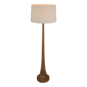 Lancia Turned Wood Floor Lamp Dark Natural With Shade - KITZAF11195