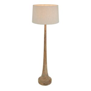 Lancia Turned Wood Floor Lamp Natural With Shade - KITZAF11196