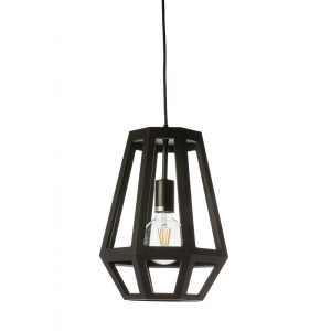 Santon 1 Light Timber Pendant Small Black - SANTON-30-BLK