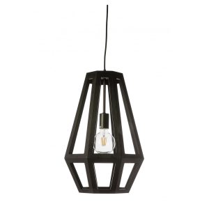 Santon 1 Light Timber Pendant Medium Black - SANTON-35-BLK