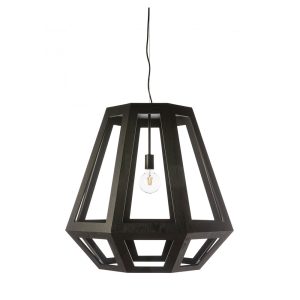 Santon 1 Light Timber Pendant Large Black - SANTON-75-BLK