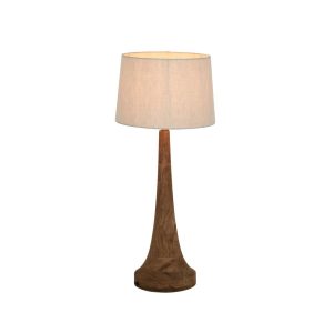 Lancia 1 Light Turned Wood Table Lamp Dark Natural With Shade - KITZAF11198