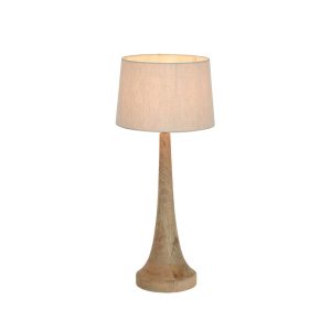 Lancia Turned Wood Table Lamp Light Natural With Shade - KITZAF11197