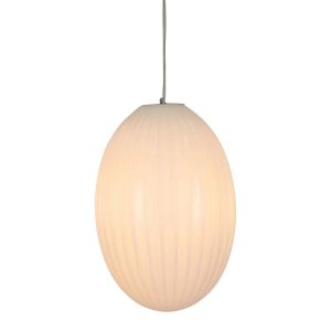 Costolette 1 Light Ribbed Glass Pod Pendant Medium Opal White - ZAF11207