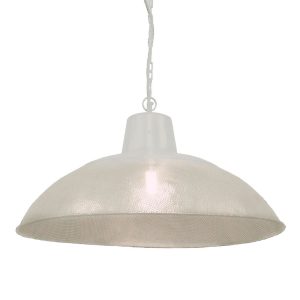 Riva 1 Light Perforated Iron Dish Pendant Matt White - ZAF12086