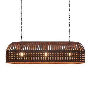 Esch 3 Light Woven Iron Strips Pendant Extra Long Rust - ZAF12091