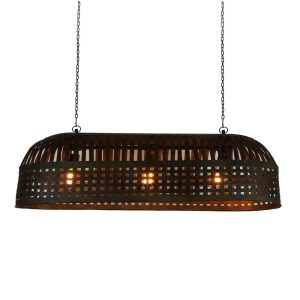 Esch 3 Light Woven Iron Strips Pendant Extra Long Antique Black - ZAF12093