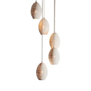 Constellation 5 Light Cluster Perforated Pendant White - ZAF10227WH