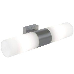 Tangens Bathroom Twin Wall Light Brushed Steel - 17141032