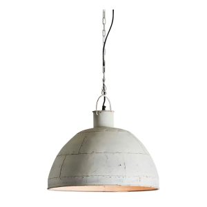 Granada Iron Riveted Dome Pendant Medium Vintage White - ZAF10100WH