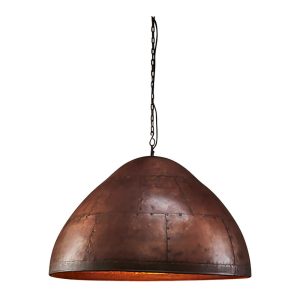 P51 Iron Riveted Dome Pendant Medium Antique Copper - ZAF10168CP