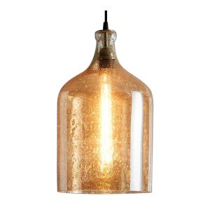 Lustre Flagon 1 Light Stone Effect Glass Pendant Pale Gold - ZAF10314