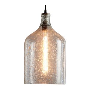 Lustre Flagon 1 Light Stone Effect Glass Pendant Clear - ZAF10316