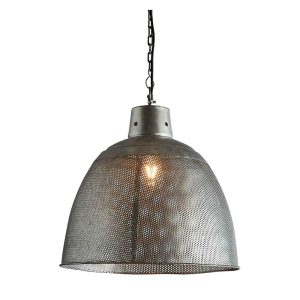 Riva Perforated Iron Dome Pendant Medium Zinc - ZAF10328