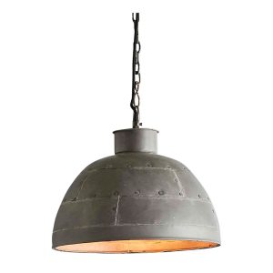 Granada Iron Riveted Dome Pendant Small Vintage Grey - ZAF11089