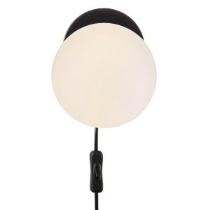 Lilly 1 Light Wall Light Black / Opal - 48891003