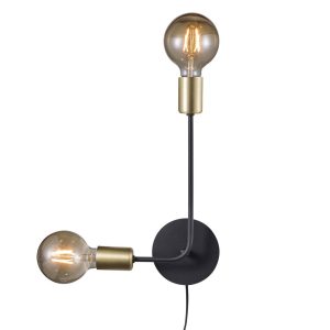 Josefine 2 Light Wall Light Matt Black / Brass - 48941003