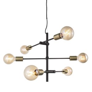 Josefine 6 Light Pendant Matt Black / Brass - 48933003