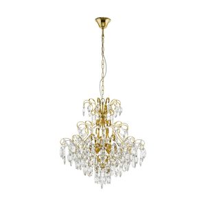 Fenoullet 5 Light Crystal Chandelier Brass - 39605