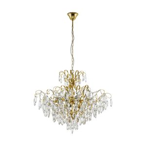 Fenoullet 9 Light Crystal Chandelier Brass - 39606