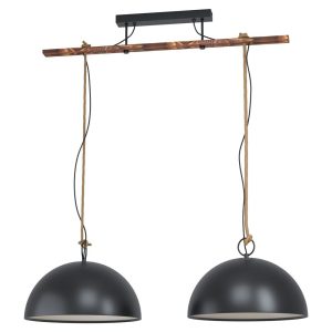 Hodsoll 2 Light Pendant Black / Brown - 43397