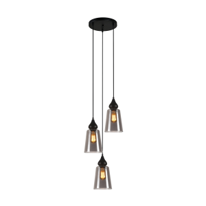 Interior Ellipse Glass Shape 3 Light Pendant Black Smoke - JEREZ2X3R