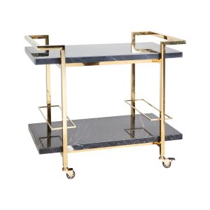 Franklin Black Marble Drinks Trolley Gold - 31173