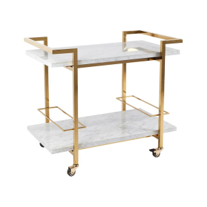 Franklin White Marble Drinks Trolley Gold - 31733