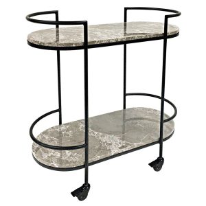 Southside Marble Drinks Trolley Black - 32400