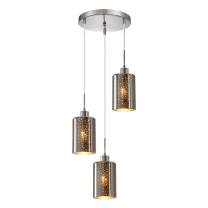 Interior Oblong 3 Light Chrome / Dotted Glass Pendant - ESPEJO3X3R