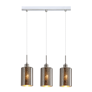 Interior Oblong 3 Light Chrome / Dotted Glass Pendant - ESPEJO3X3S