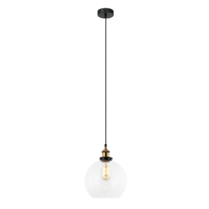 Interior 250mm Glass Pendant Antique Brass / Clear - PESINI1