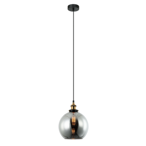 Interior 250mm Glass Pendant Antique Brass / Black Smoke - PESINI2