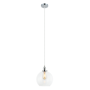 Interior 250mm Glass Pendant Chrome / Clear - PESINI4